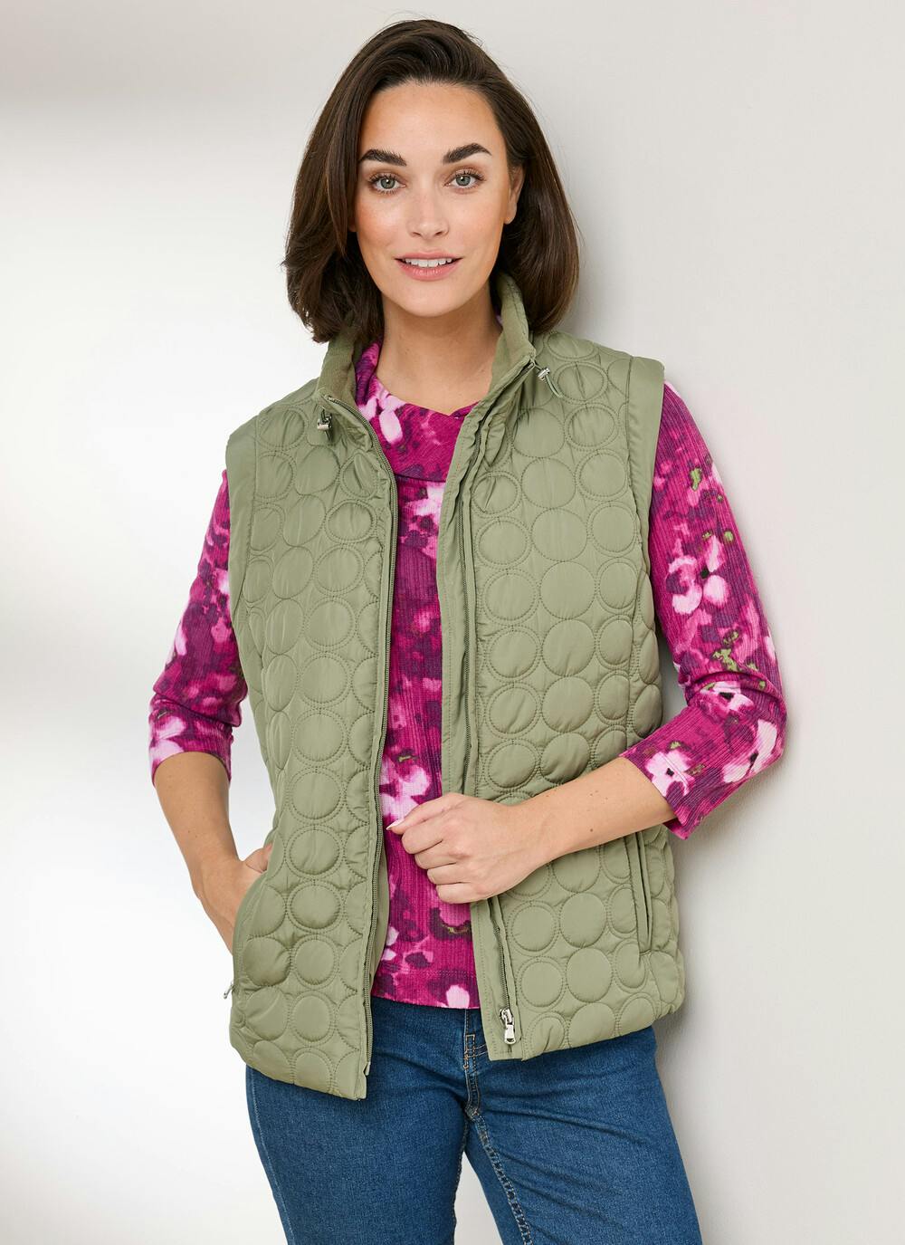  Textured Print Cowl Neck Top