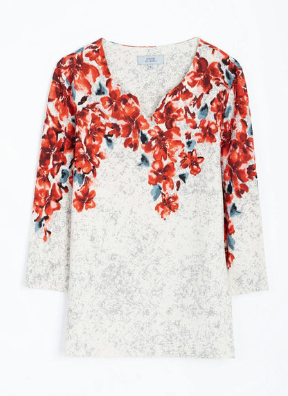  Warm Touch Jersey Border Print Top