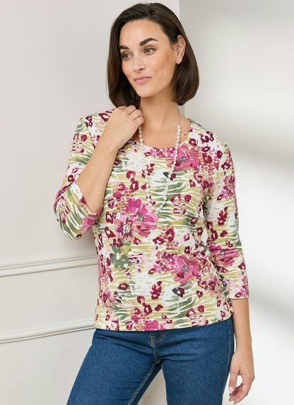  Warm Touch Necklace Print Top
