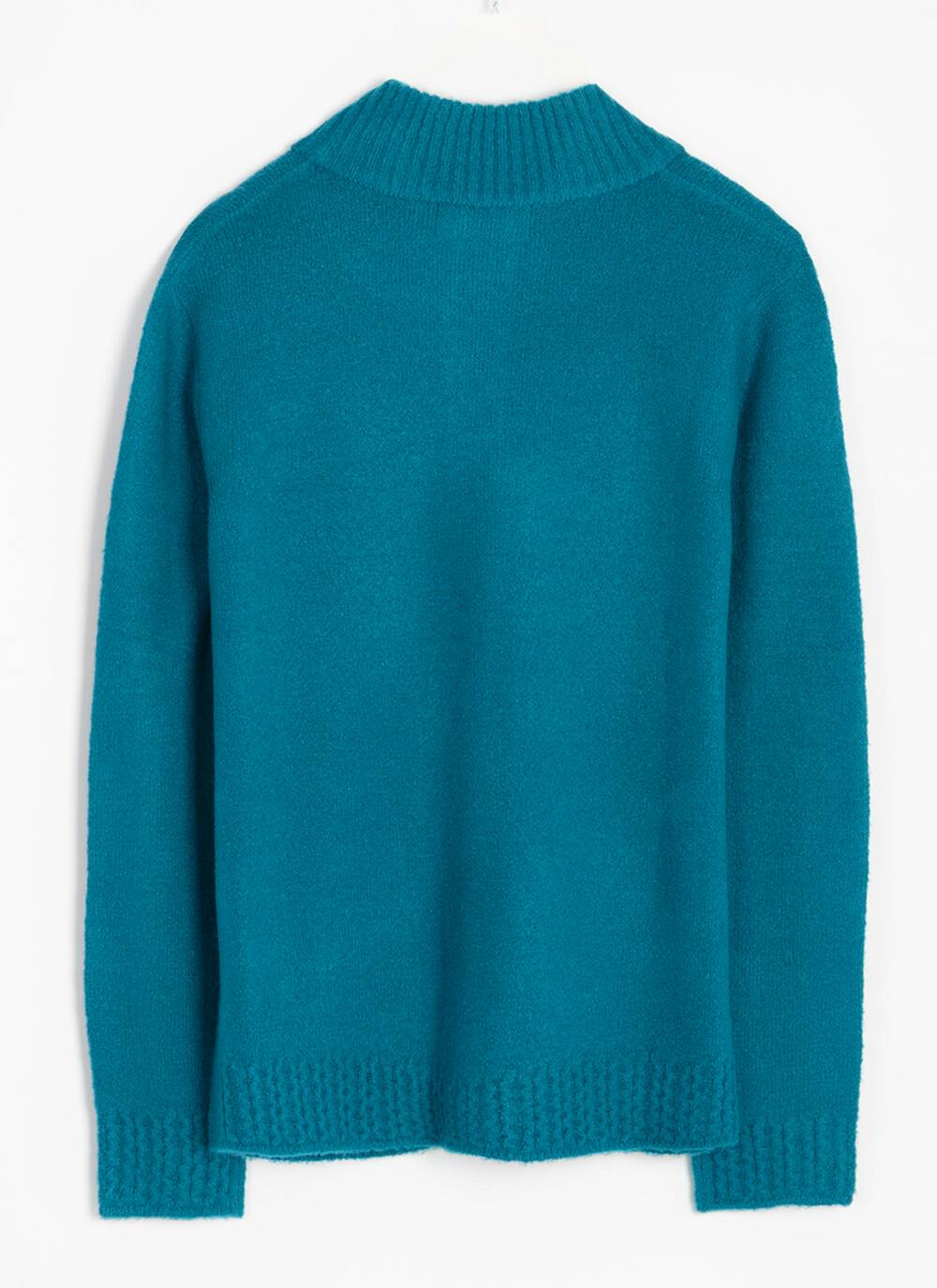  Cable Edge Knit High Neck Cardigan