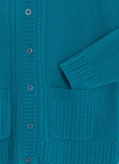  Cable Edge Knit High Neck Cardigan