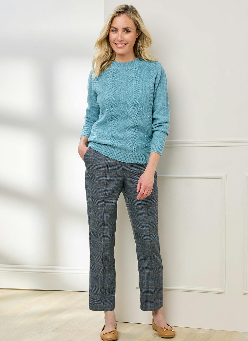  Comfort Fit Woven Check Trousers