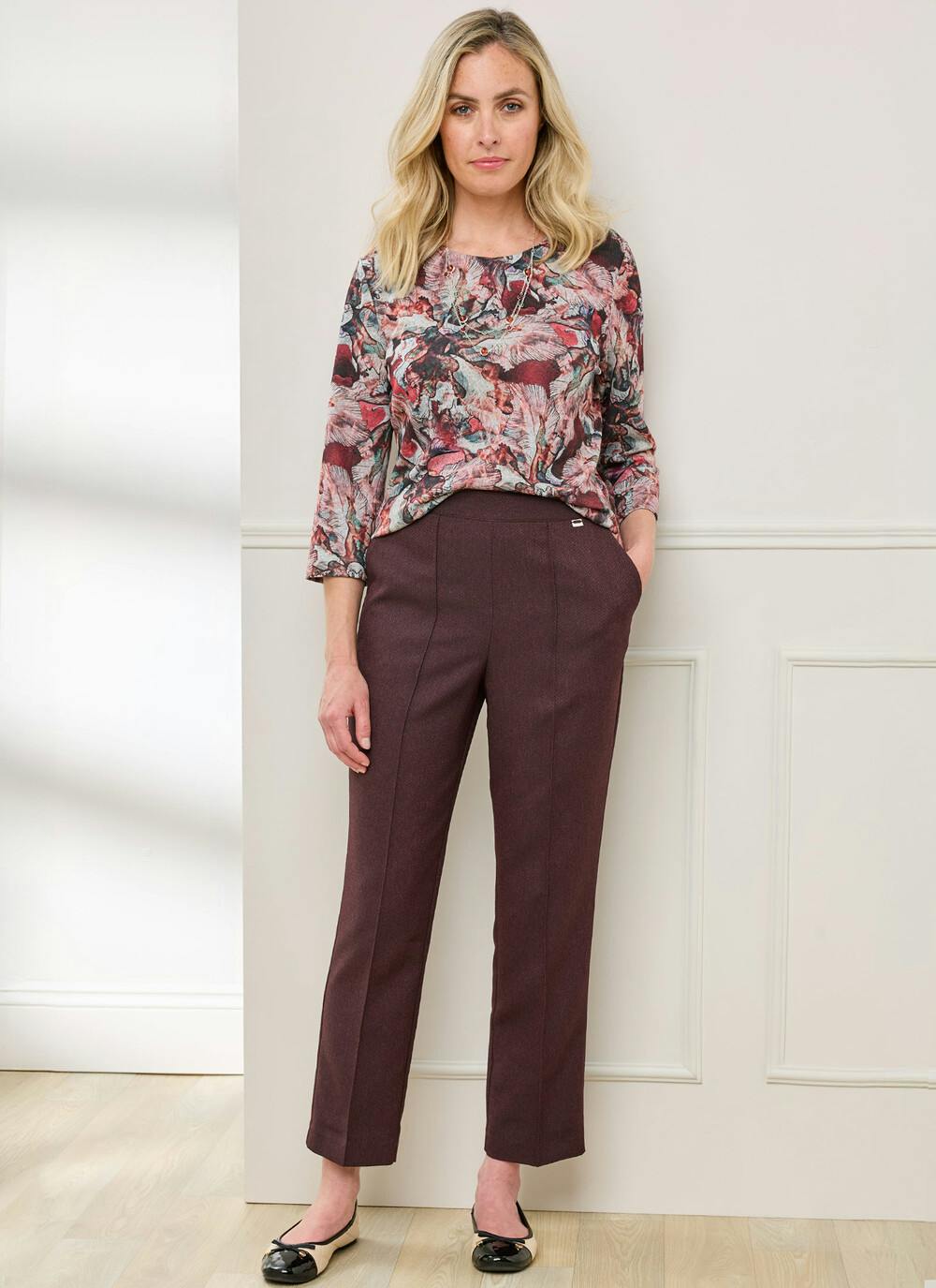  Soft Touch Necklace Print Top