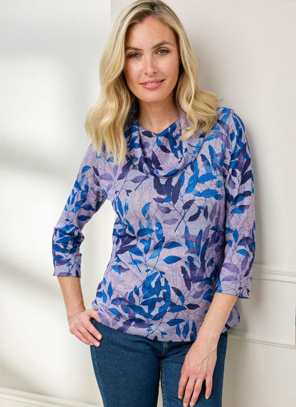  Warm Touch Cowl Neck Printed Top