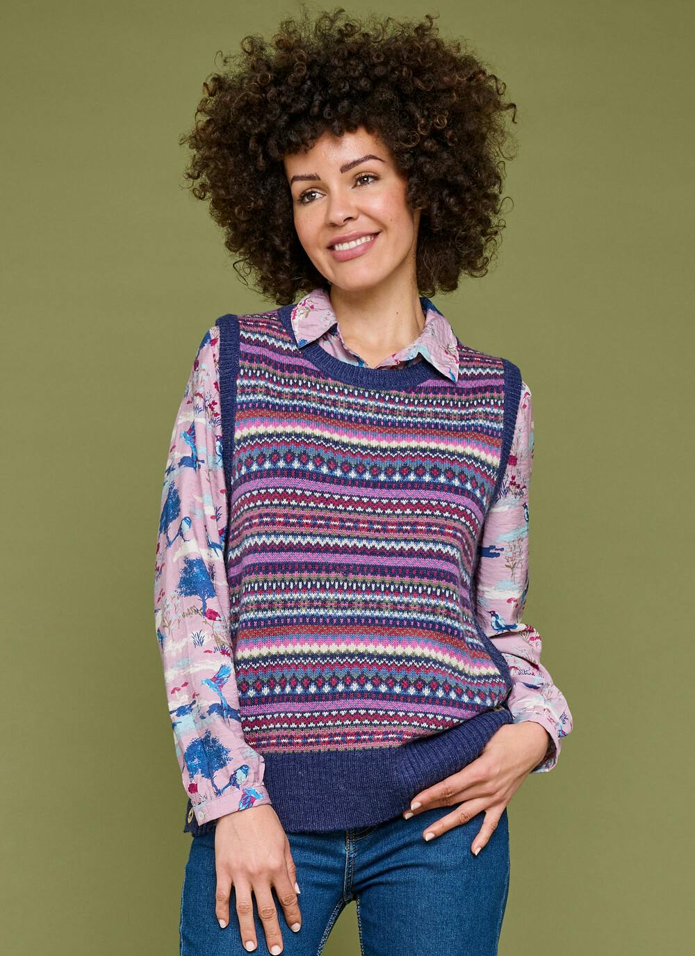  Wool Blend Fairisle Knitted Vest