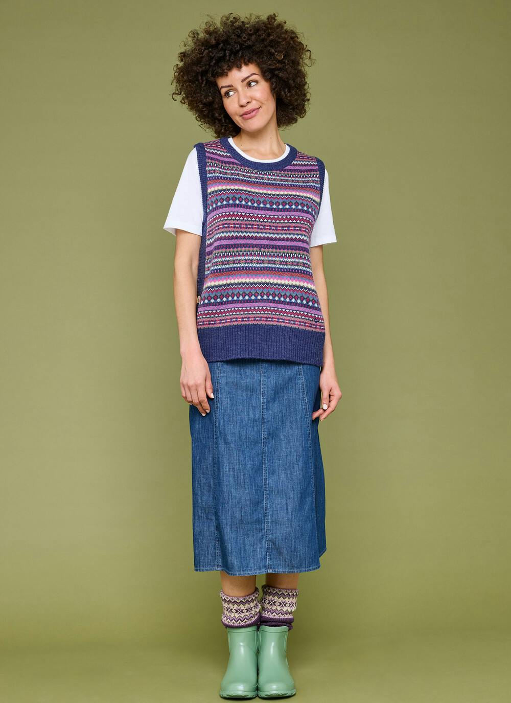  Wool Blend Fairisle Knitted Vest