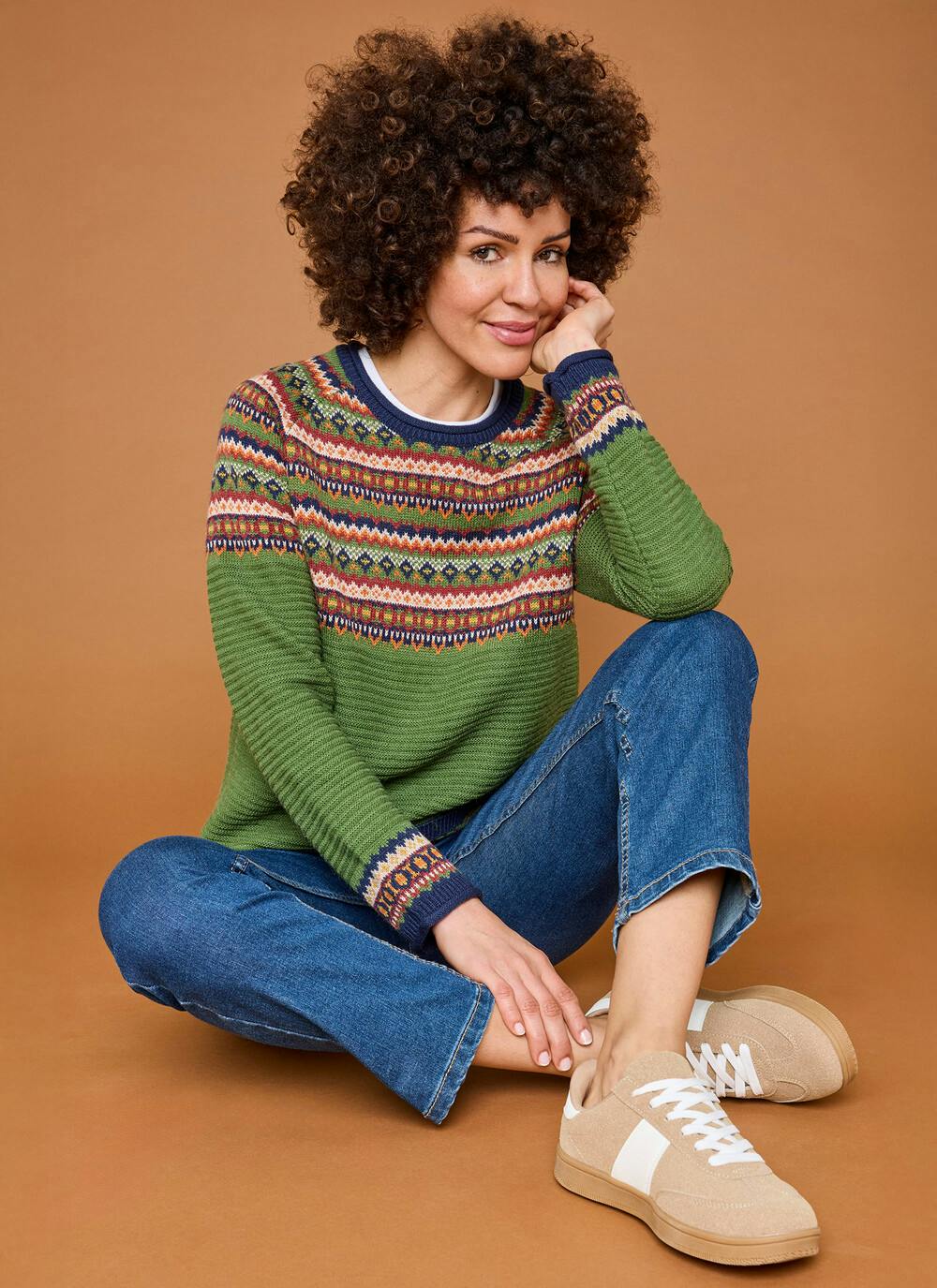  Wool Blend Fairisle Crew Neck Jumper