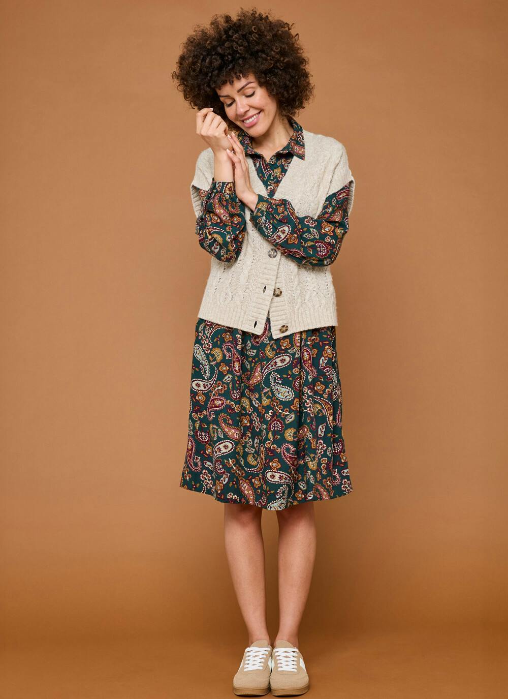  Printed Midi Shirt Dress