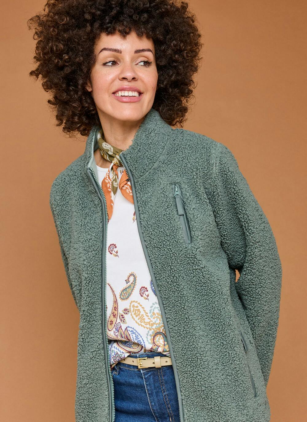  Borg Funnel Neck Relaxed Jacket
