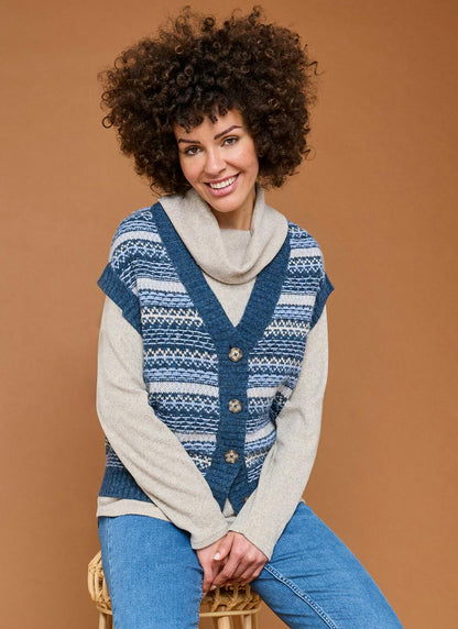  Soft Touch Relaxed Fairisle Waistcoat