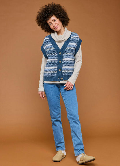  Soft Touch Relaxed Fairisle Waistcoat