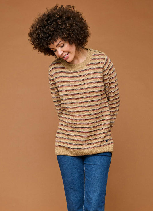  Textured Stripe Crew Neck Jumper