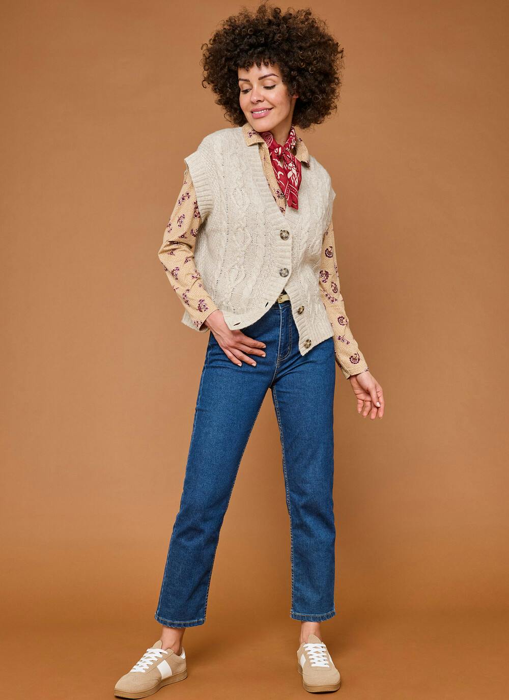  Wool Blend Cable Knit Waistcoat
