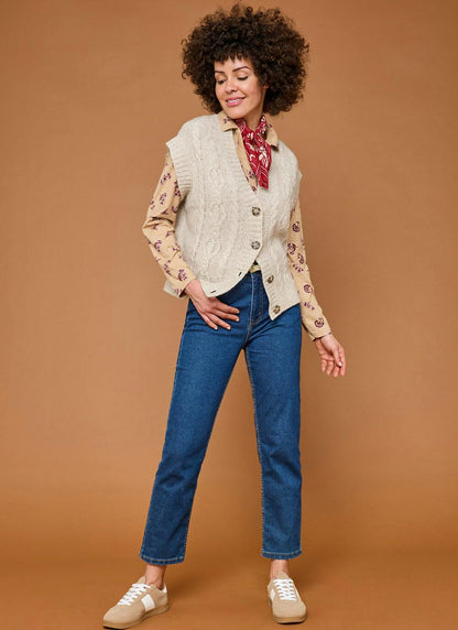  Wool Blend Cable Knit Waistcoat