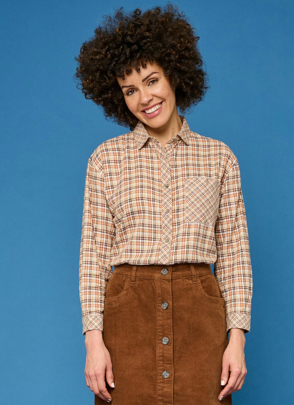  Pure Cotton Brushed Checked Relaxed Shirt