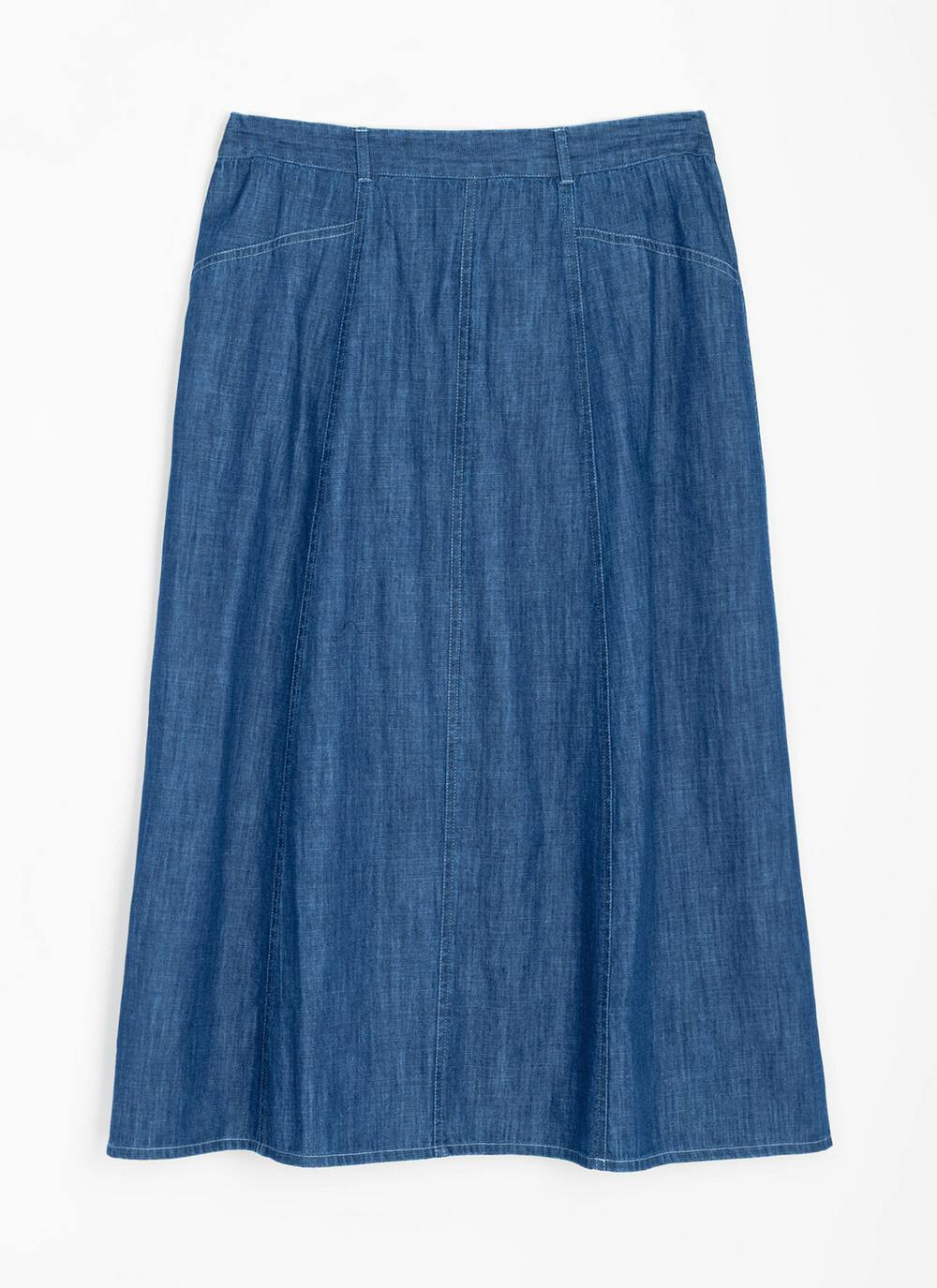  Pure Cotton Denim Midi Skirt