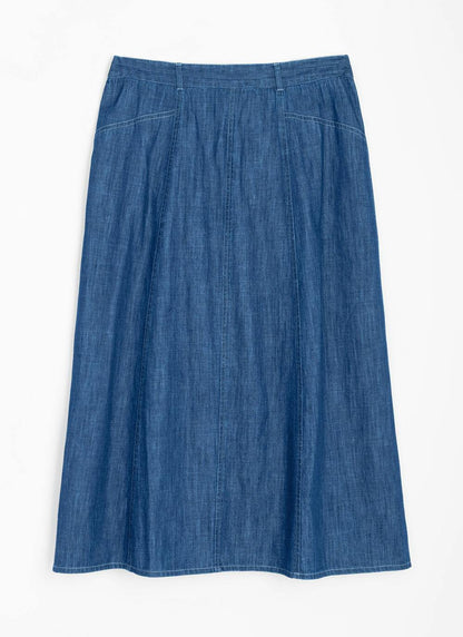  Pure Cotton Denim Midi Skirt