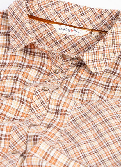  Pure Cotton Brushed Checked Relaxed Shirt