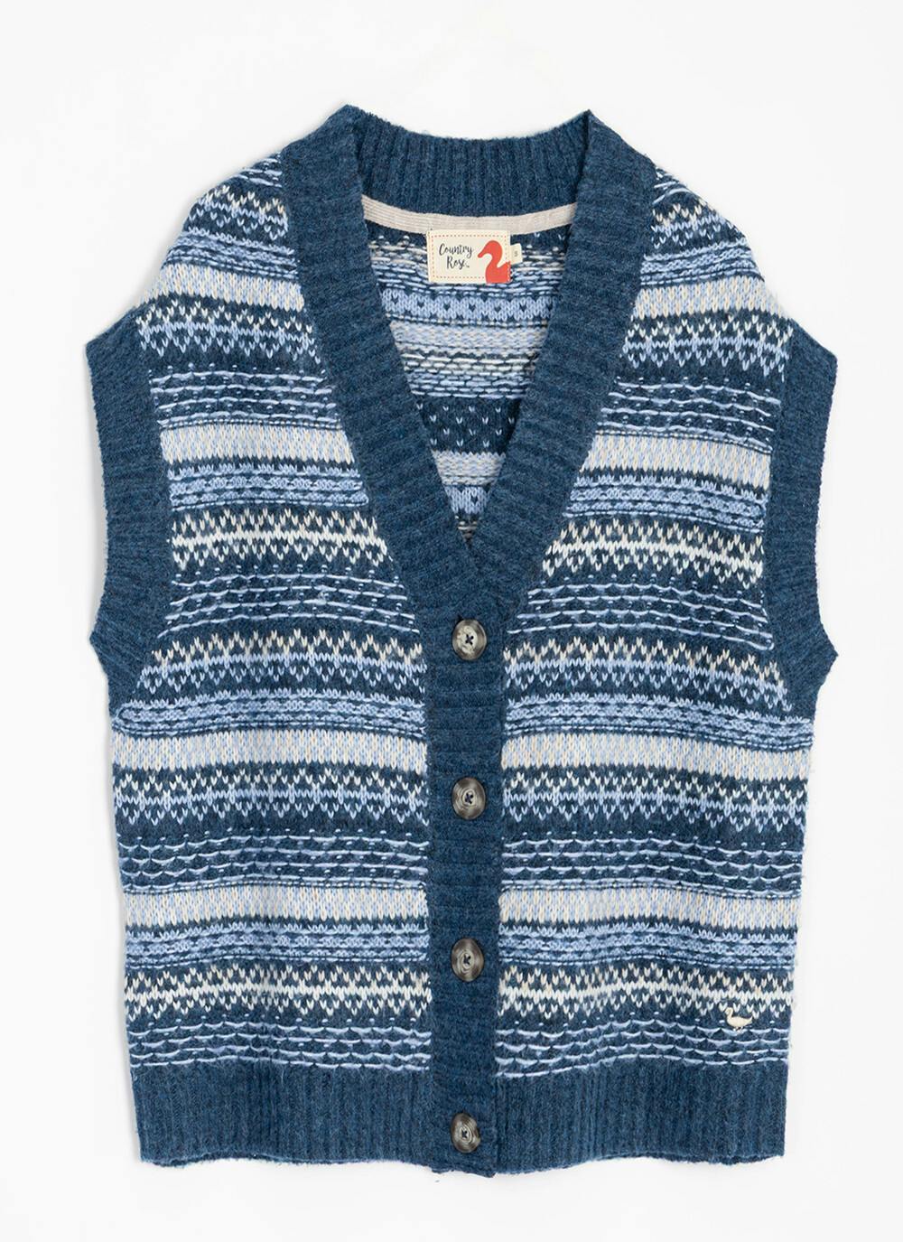  Soft Touch Relaxed Fairisle Waistcoat