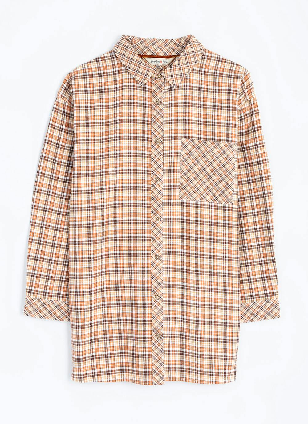  Pure Cotton Brushed Checked Relaxed Shirt