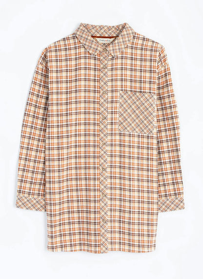  Pure Cotton Brushed Checked Relaxed Shirt