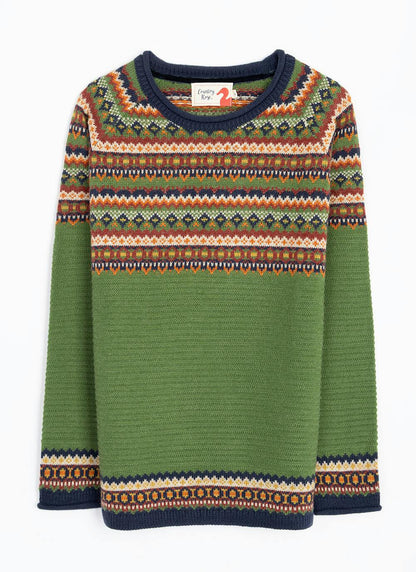  Wool Blend Fairisle Crew Neck Jumper
