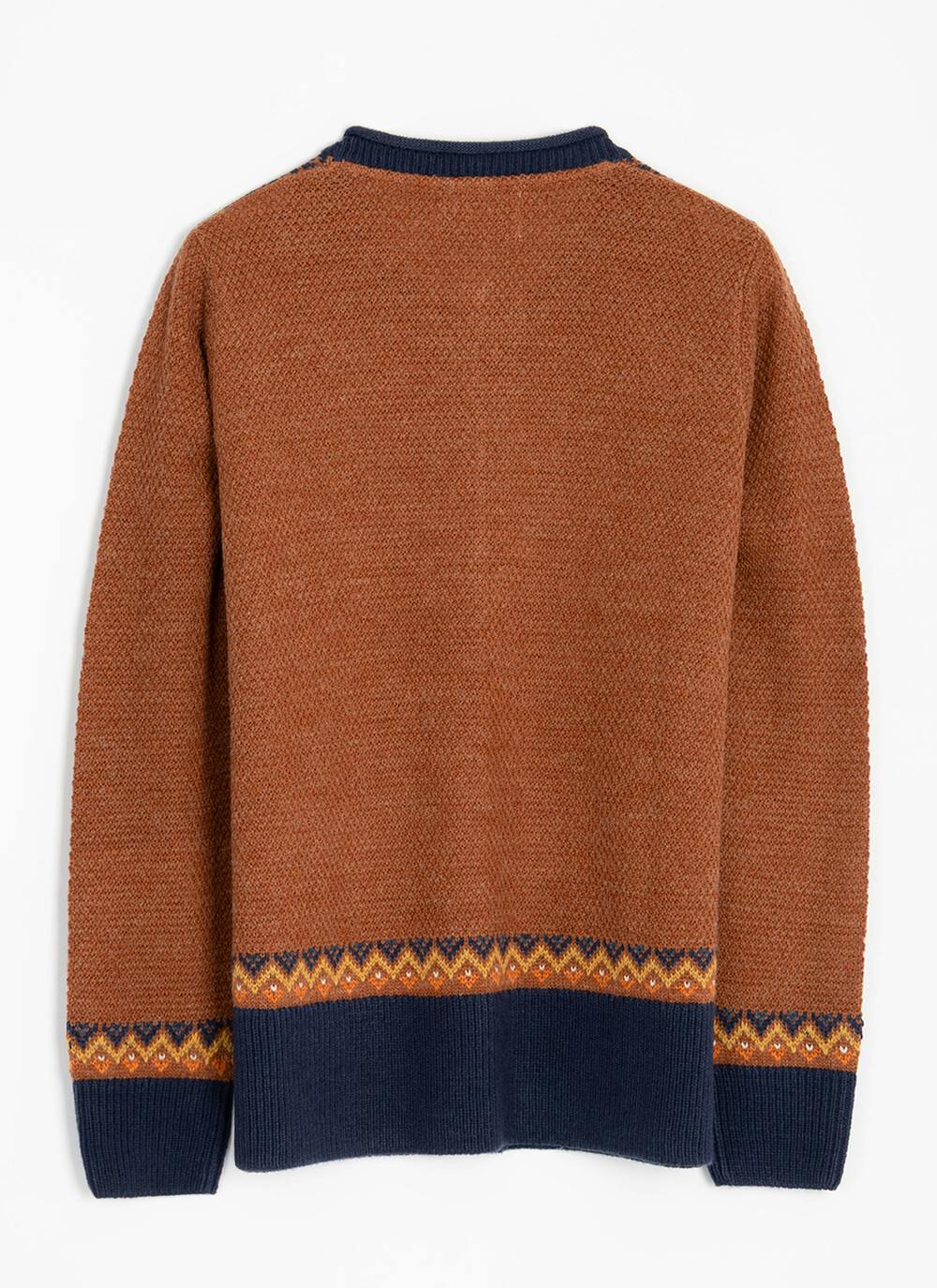 Wool Blend Fairisle Crew Neck Cardigan