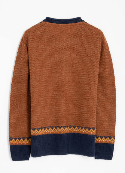  Wool Blend Fairisle Crew Neck Cardigan