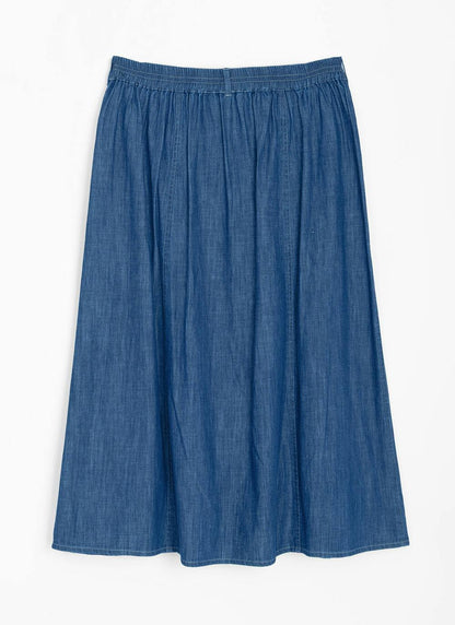  Pure Cotton Denim Midi Skirt