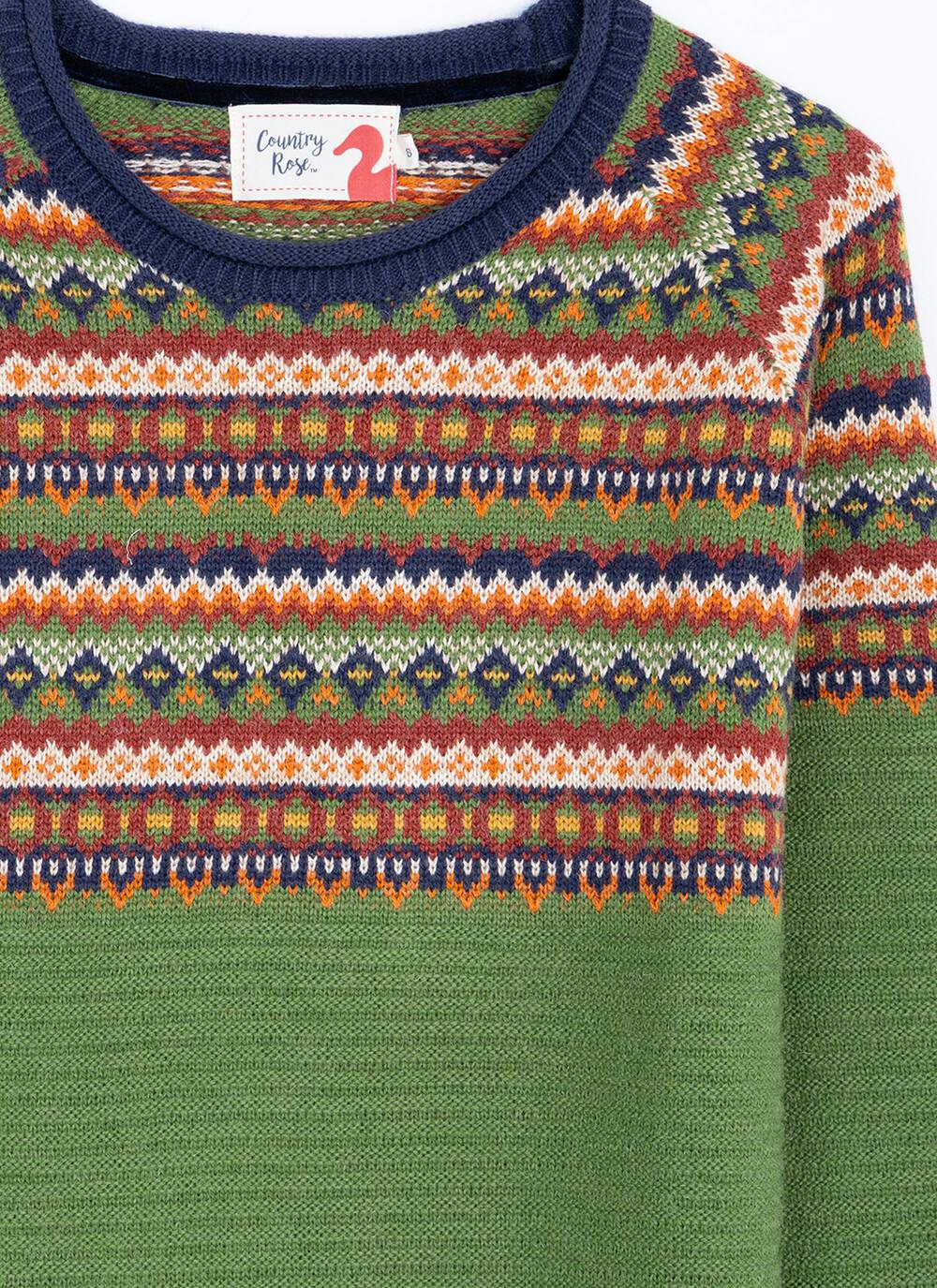  Wool Blend Fairisle Crew Neck Jumper