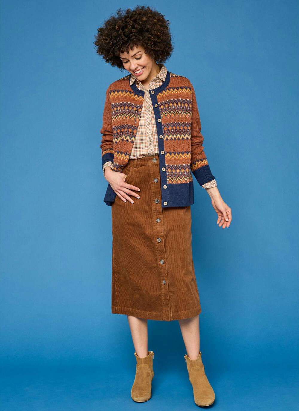  Pure Cotton Cord Midi Skirt