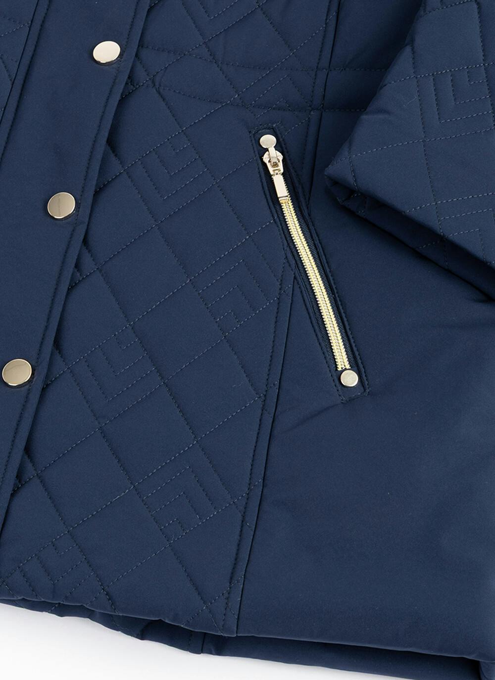  Diamond Quilted Coat With Detachable Hood
