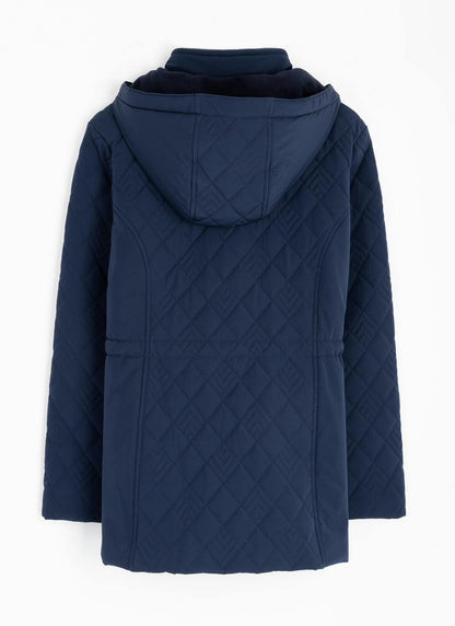  Diamond Quilted Coat With Detachable Hood
