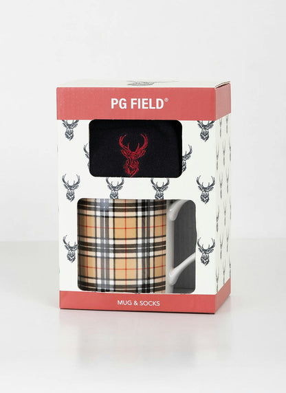  Camel Thompson Check Mug & Embroidered Sock Set