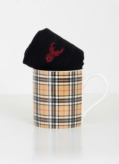 Camel Thompson Check Mug & Embroidered Sock Set