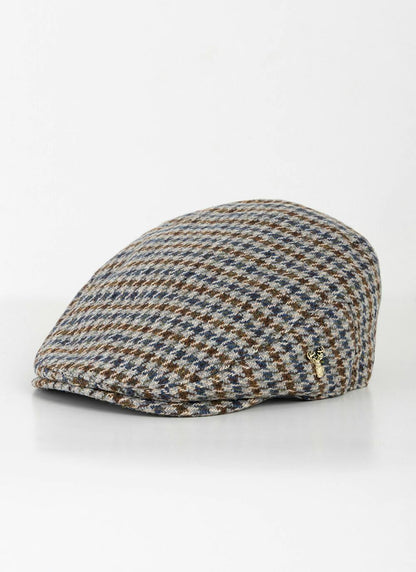  Wool Blend Tweed Flat Cap - Hounds Tooth Check
