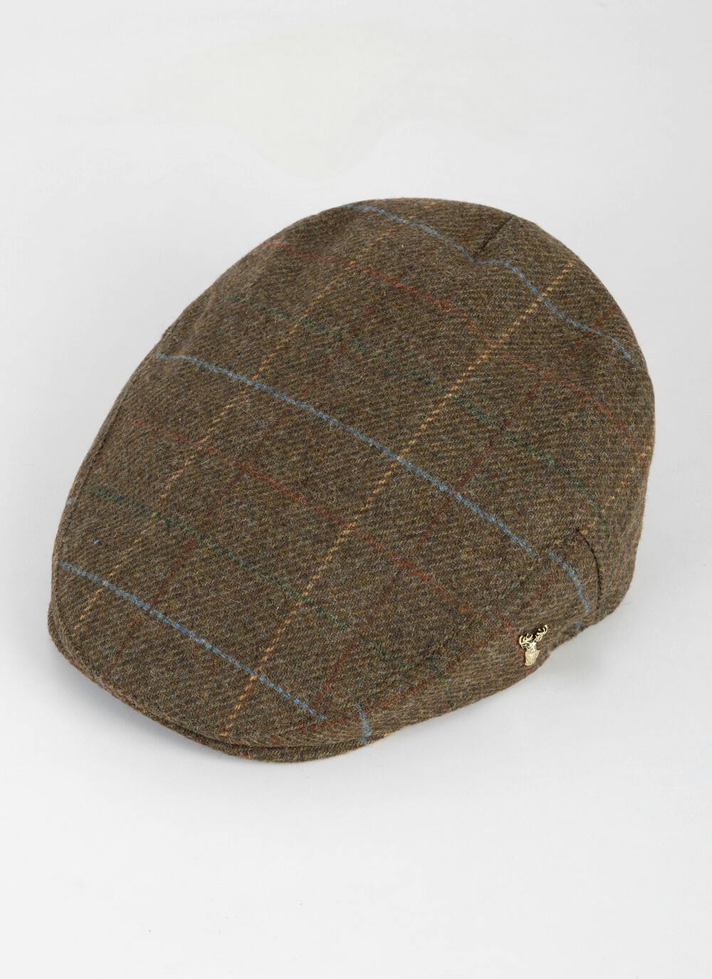  Wool Blend Tweed Flat Cap - Green Check