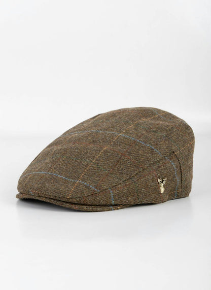  Wool Blend Tweed Flat Cap - Green Check