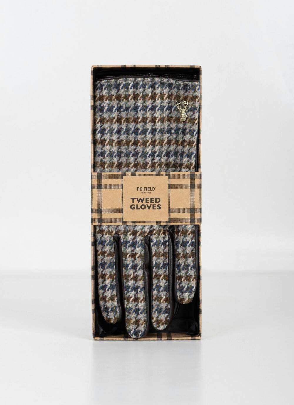  Mens Boxed Gloves In Houndstooth Check