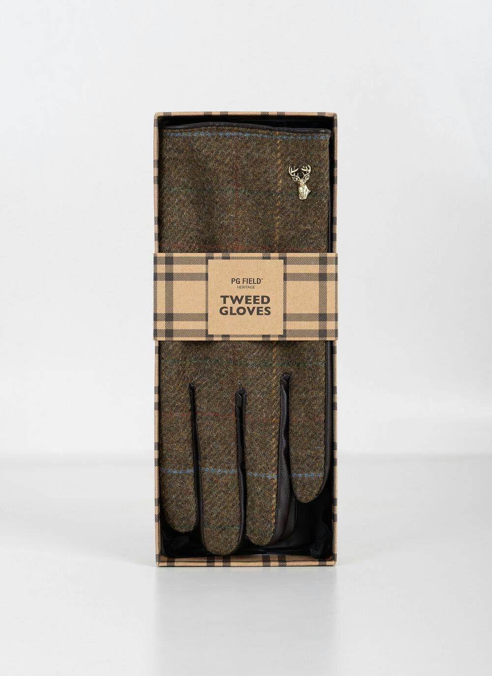 Mens Boxed Gloves In Green Check