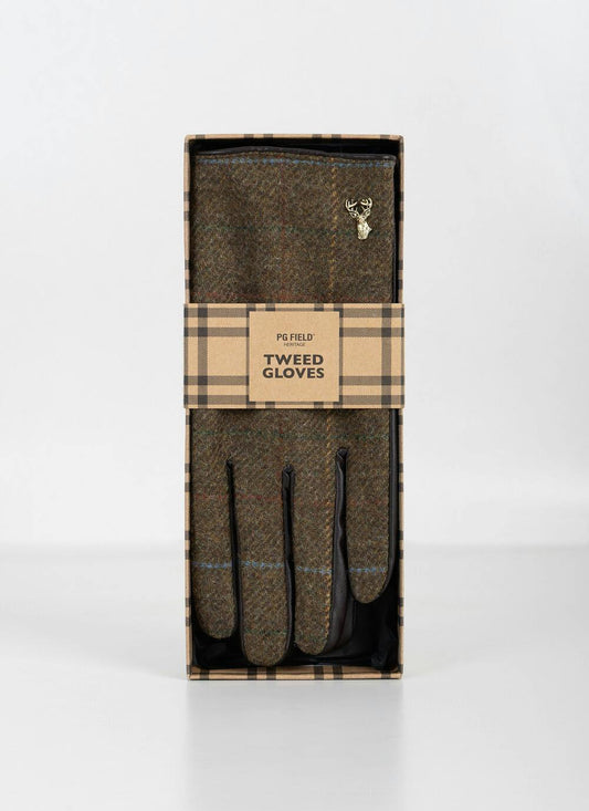  Mens Boxed Gloves In Green Check