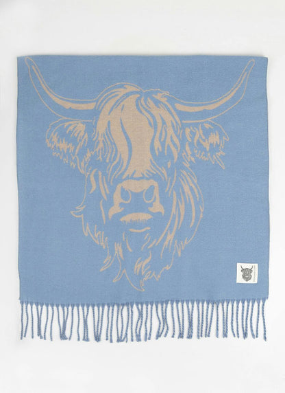  Highland Cow Super Soft Scarf - Blue