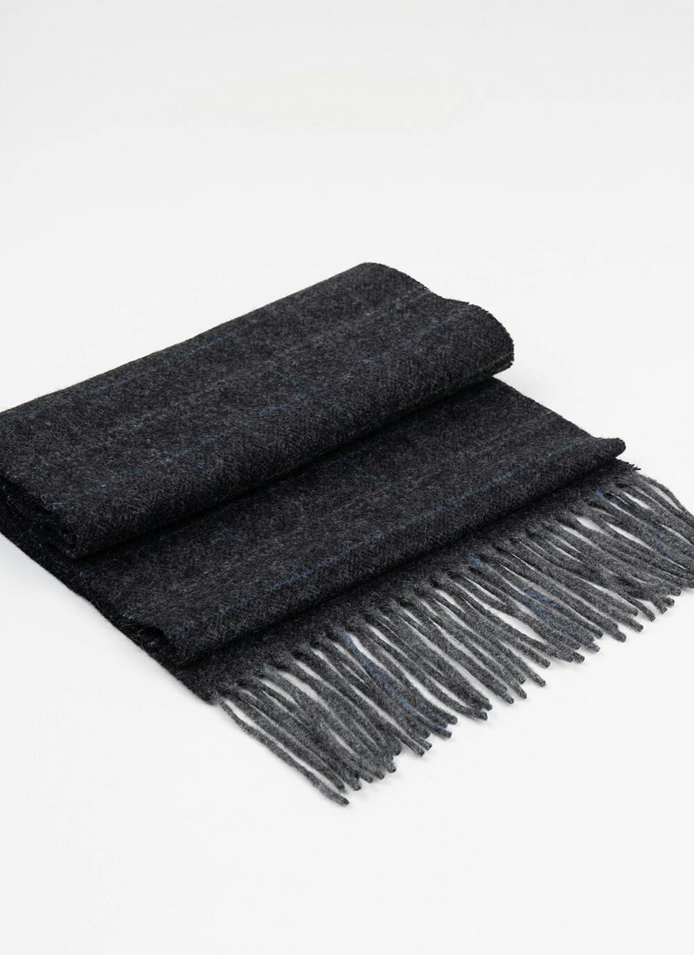  100% Wool Scarf In Grey Check