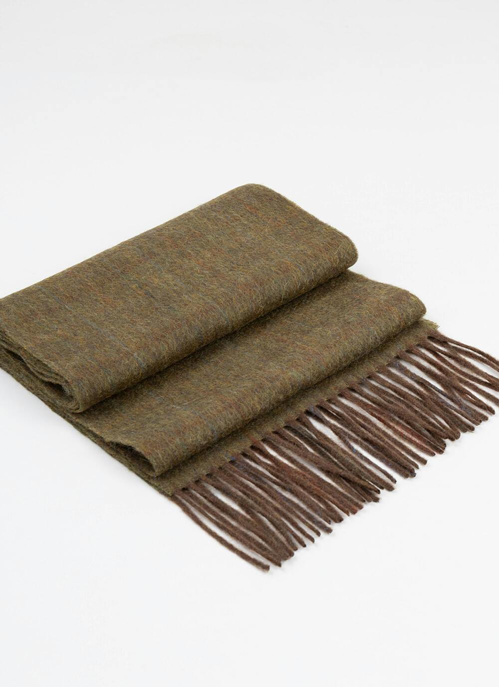  100% Wool Scarf In Green Check
