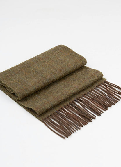  100% Wool Scarf In Green Check