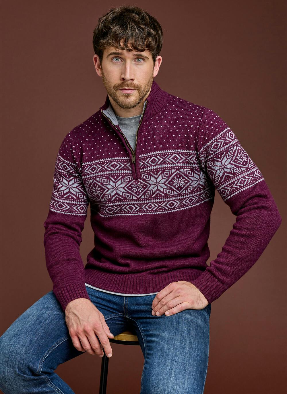  Fairisle Zip Neck Jumper