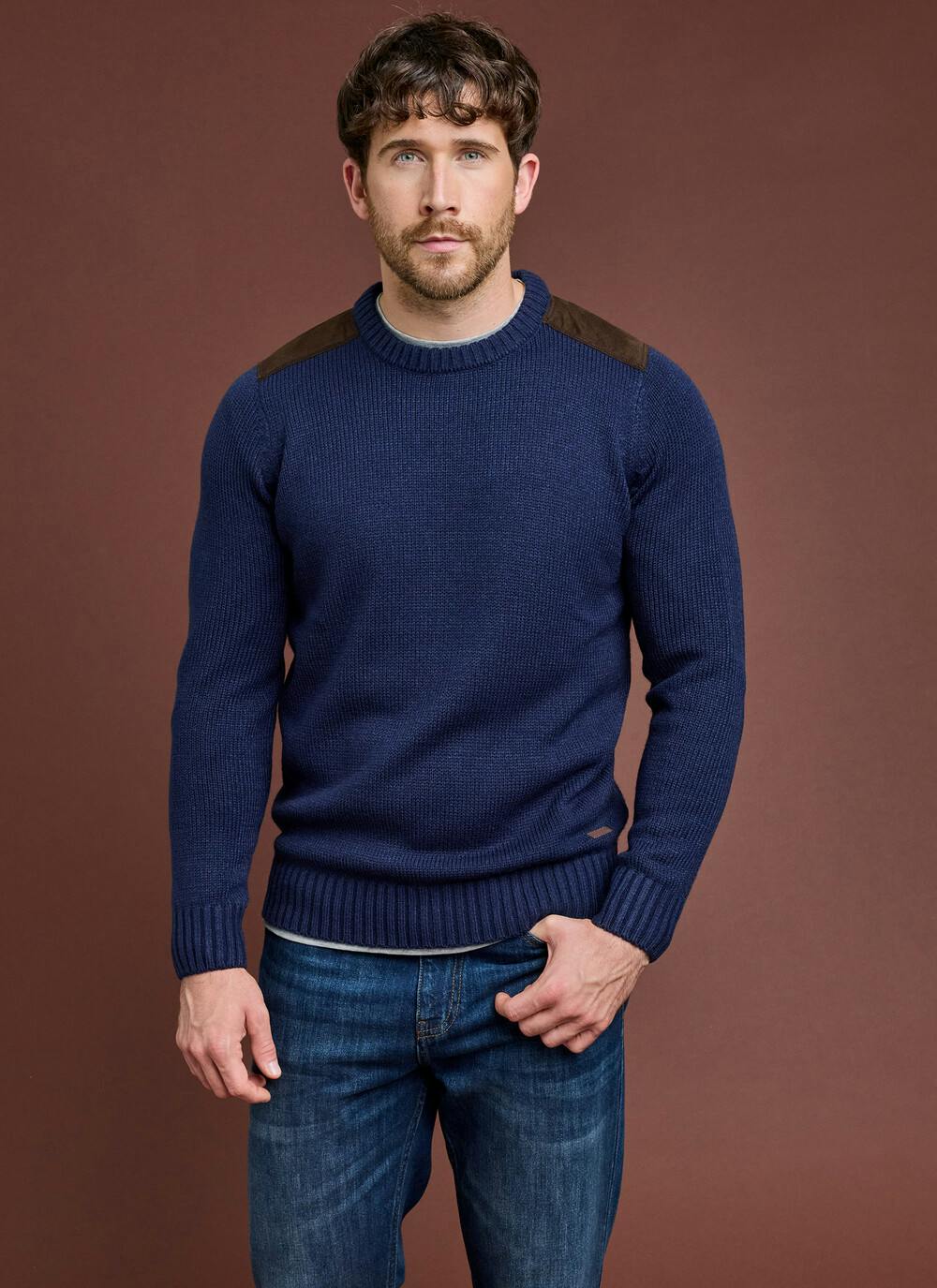  Textured Knit Crew Neck Jumper