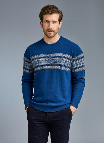  Pure Cashmere Fairisle Crew Neck Jumper