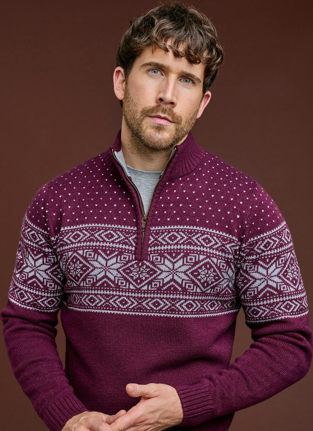  Fairisle Zip Neck Jumper