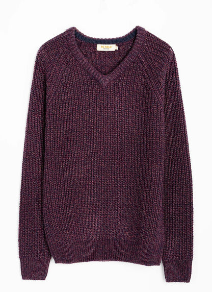  V Neck Fisherman Rib Jumper